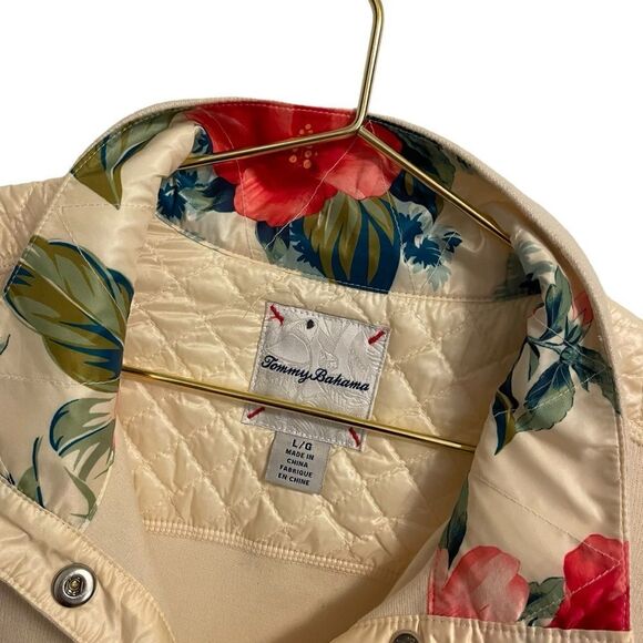 Tommy Bahama Quilted Floral Long Sleeve Snap Button Pullover Size L - Picture 2 of 9